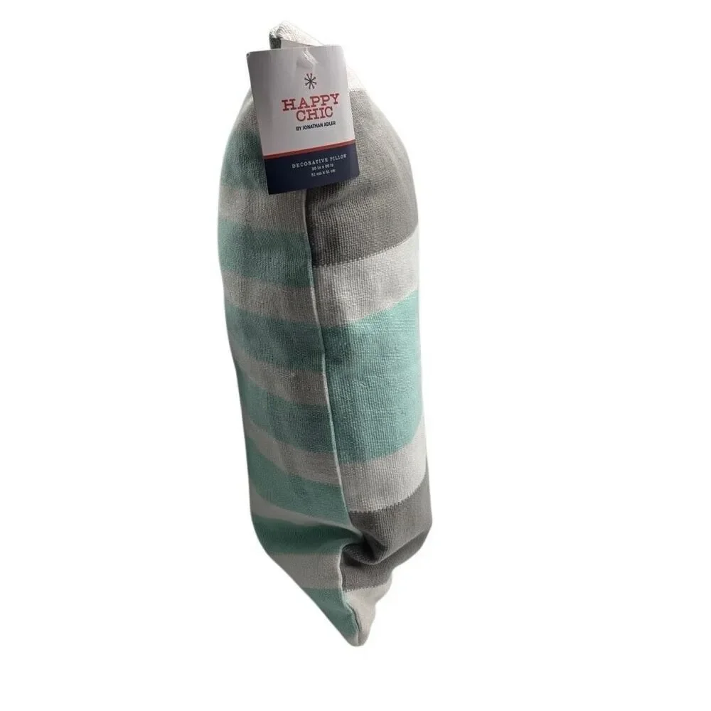 Jonathan Adler Happy Chic Decorative Throw Pillow Teal/White/Tan 20